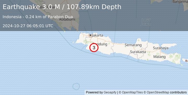 Earthquake Java, Indonesia (3.0 M) (2024-10-27 06:05:01 UTC)