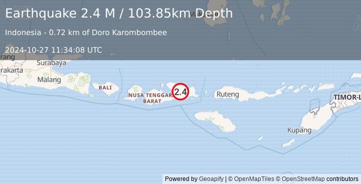 Earthquake Sumbawa Region, Indonesia (2.4 M) (2024-10-27 11:34:08 UTC)