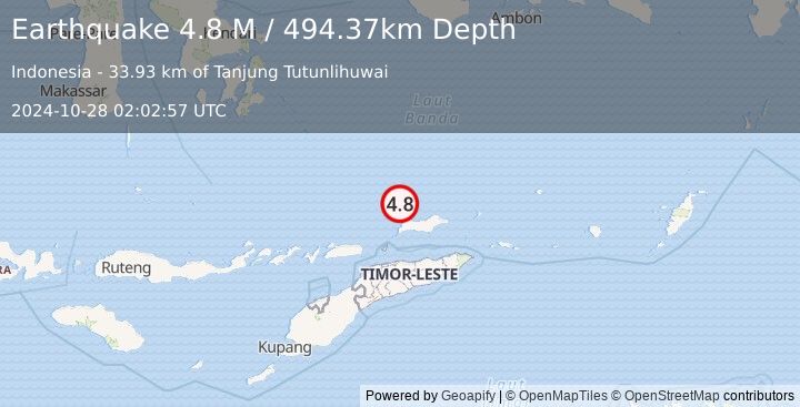 Earthquake Banda Sea (4.8 M) (2024-10-28 02:02:57 UTC)