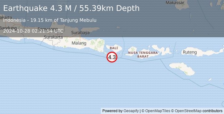 Earthquake Bali Region, Indonesia (4.3 M) (2024-10-28 02:21:54 UTC)