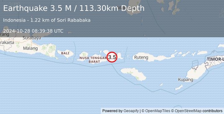 Earthquake Sumbawa Region, Indonesia (3.5 M) (2024-10-28 08:39:38 UTC)