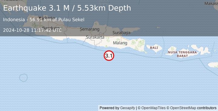 Earthquake Java, Indonesia (3.1 M) (2024-10-28 11:17:42 UTC)