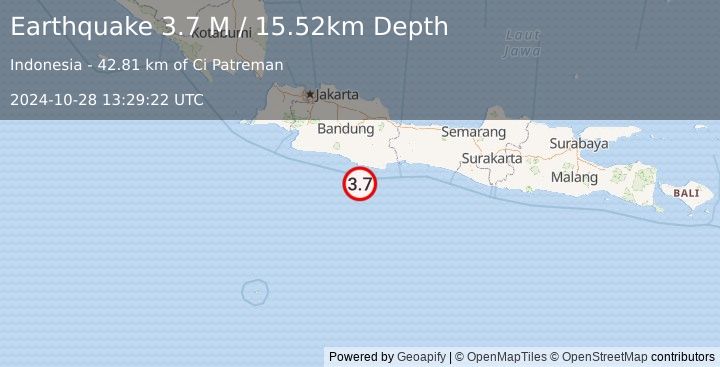 Earthquake Java, Indonesia (3.7 M) (2024-10-28 13:29:22 UTC)