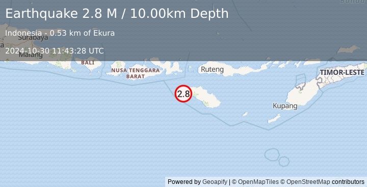 Earthquake Sumba Region, Indonesia (2.8 M) (2024-10-30 11:43:28 UTC)