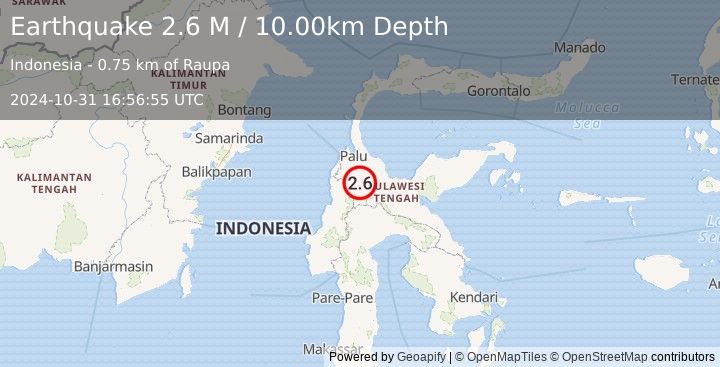 Earthquake Sulawesi, Indonesia (2.6 M) (2024-10-31 16:56:55 UTC)