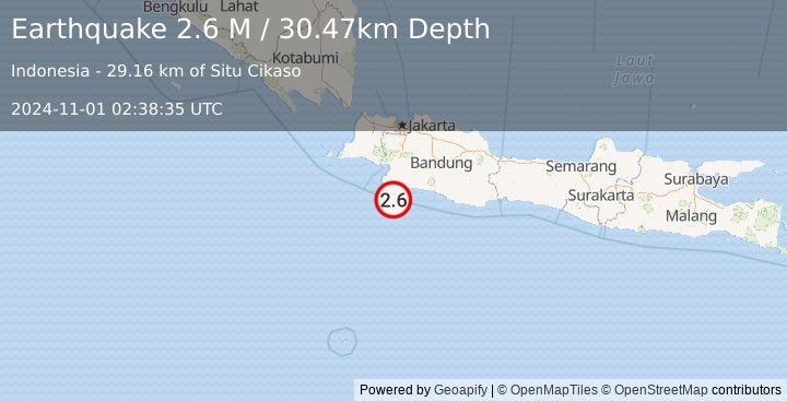 Earthquake Java, Indonesia (2.6 M) (2024-11-01 02:38:35 UTC)