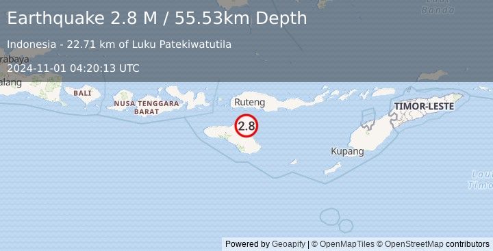 Earthquake Sumba Region, Indonesia (2.8 M) (2024-11-01 04:20:13 UTC)