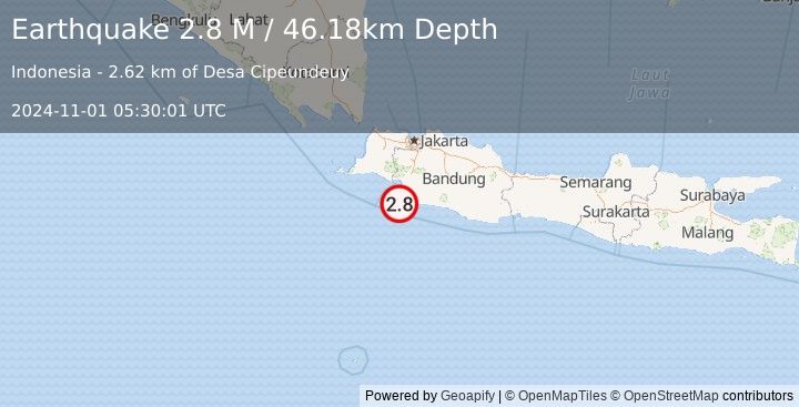 Earthquake Java, Indonesia (2.8 M) (2024-11-01 05:30:01 UTC)