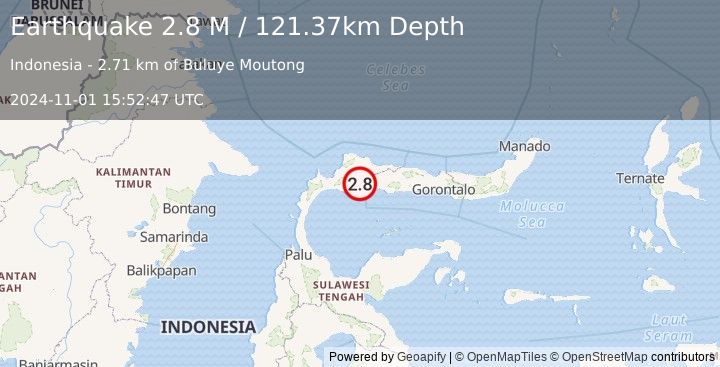 Earthquake Minahassa Peninsula, Sulawesi (2.8 M) (2024-11-01 15:52:47 UTC)