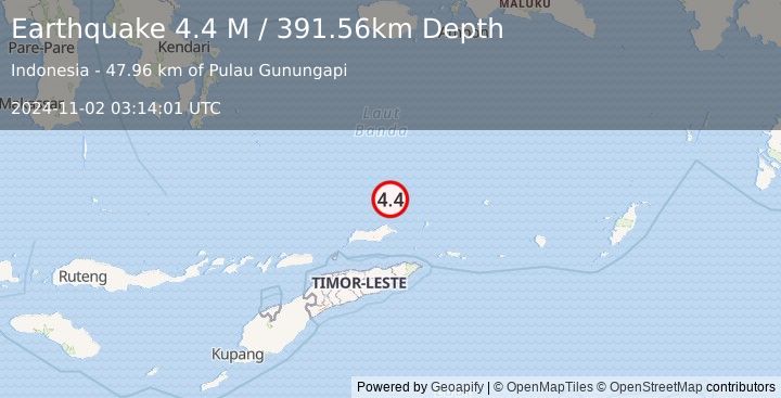 Earthquake Banda Sea (4.4 M) (2024-11-02 03:14:01 UTC)