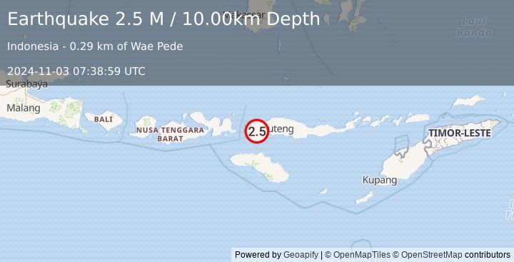 Earthquake Flores Region, Indonesia (2.5 M) (2024-11-03 07:38:59 UTC)