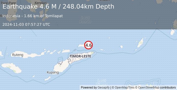 Earthquake Banda Sea (4.6 M) (2024-11-03 07:57:27 UTC)