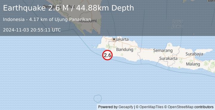 Earthquake Java, Indonesia (2.6 M) (2024-11-03 20:55:11 UTC)