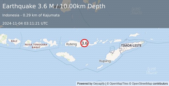 Earthquake Flores Region, Indonesia (3.6 M) (2024-11-04 03:11:21 UTC)