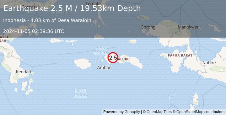 Earthquake Seram, Indonesia (2.5 M) (2024-11-05 02:39:36 UTC)