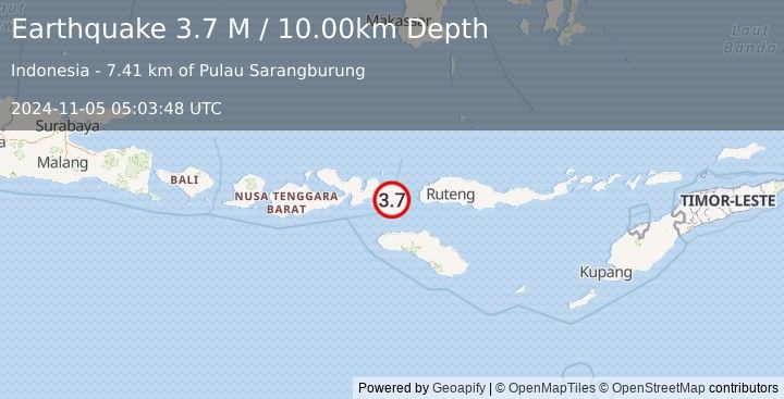 Earthquake Flores Region, Indonesia (3.7 M) (2024-11-05 05:03:48 UTC)