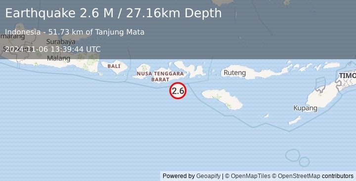 Earthquake Sumbawa Region, Indonesia (2.6 M) (2024-11-06 13:39:44 UTC)