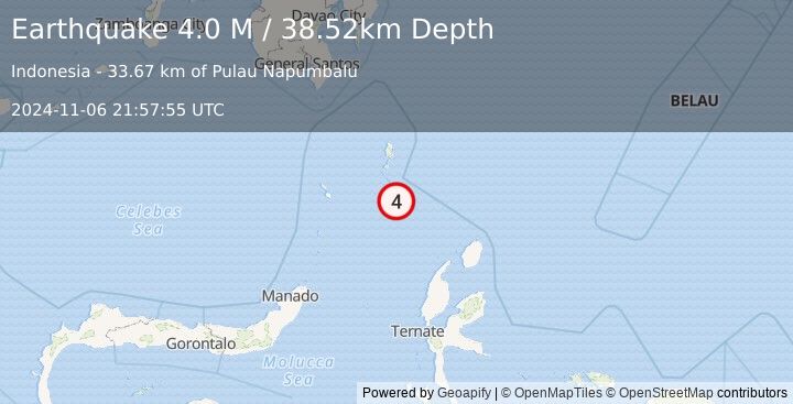 Earthquake Talaud Islands, Indonesia (4.0 M) (2024-11-06 21:57:55 UTC)