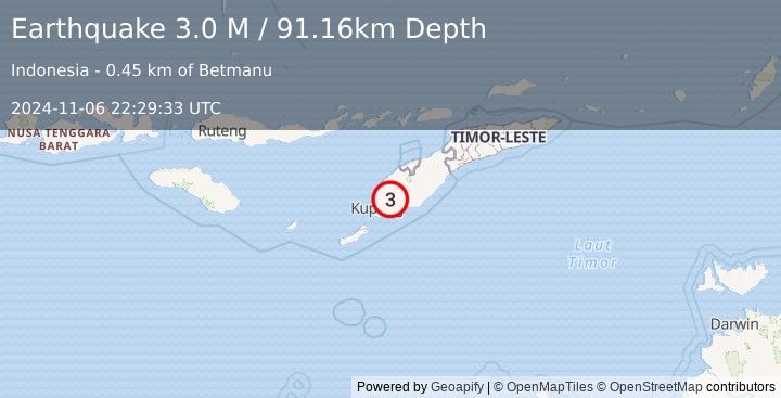 Earthquake Timor Region (3.0 M) (2024-11-06 22:29:33 UTC)