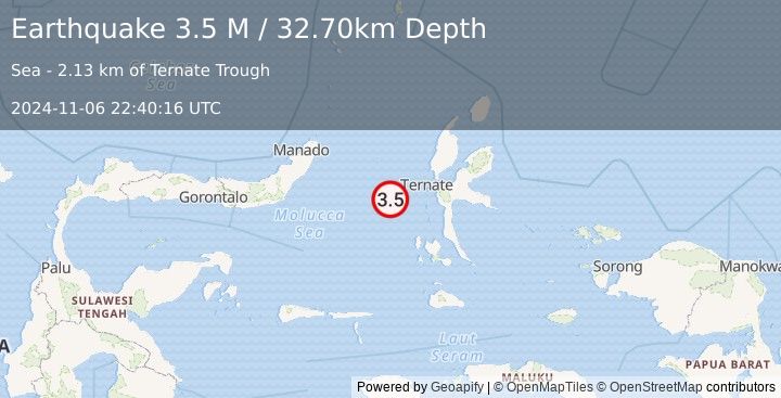 Earthquake Northern Molucca Sea (3.5 M) (2024-11-06 22:40:16 UTC)