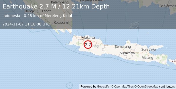 Earthquake Java, Indonesia (2.7 M) (2024-11-07 11:18:08 UTC)