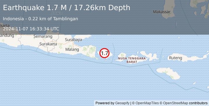 Earthquake Bali Region, Indonesia (1.7 M) (2024-11-07 16:33:34 UTC)