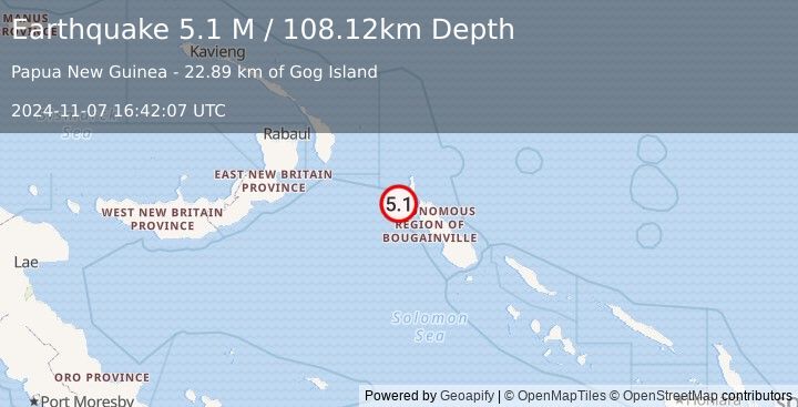 Earthquake Solomon Islands (5.1 M) (2024-11-07 16:42:07 UTC)