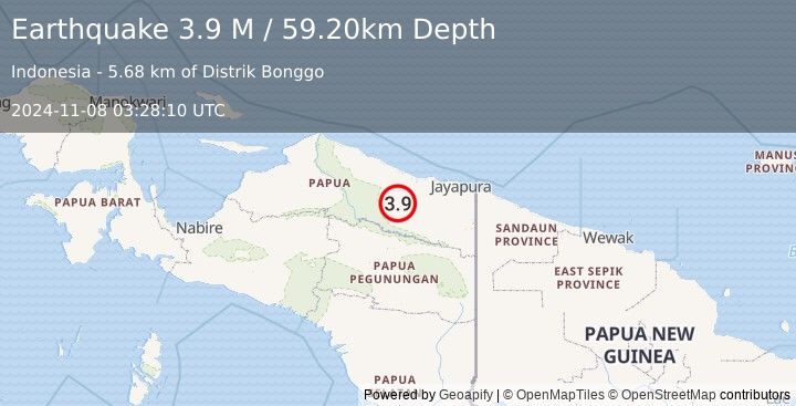 Earthquake Near North Coast of West Papua (3.9 M) (2024-11-08 03:28:10 UTC)