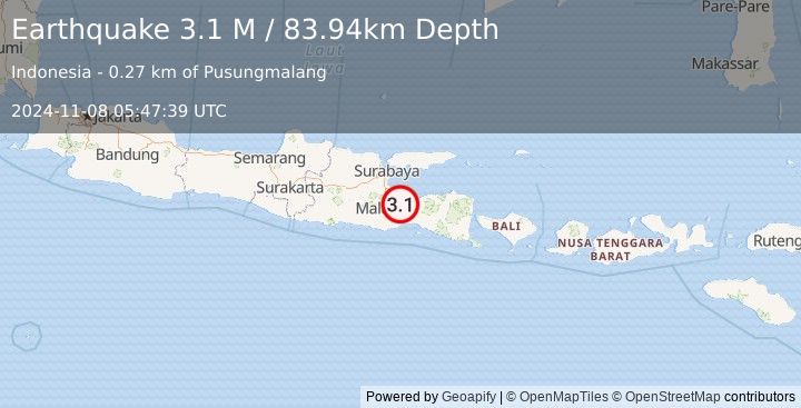 Earthquake Java, Indonesia (3.1 M) (2024-11-08 05:47:39 UTC)