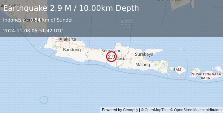 Earthquake Java, Indonesia (2.9 M) (2024-11-08 05:51:42 UTC)