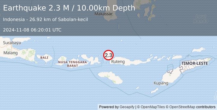 Earthquake Flores Region, Indonesia (2.3 M) (2024-11-08 06:20:01 UTC)