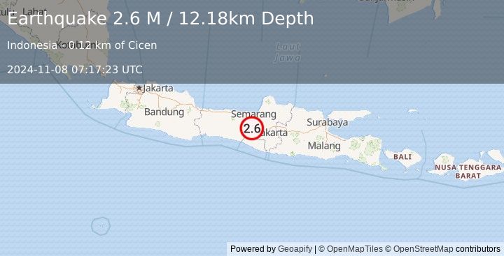 Earthquake Java, Indonesia (2.6 M) (2024-11-08 07:17:23 UTC)