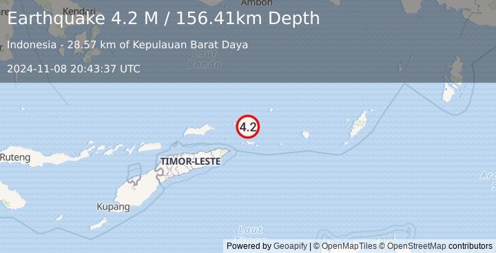 Earthquake Banda Sea (4.2 M) (2024-11-08 20:43:37 UTC)