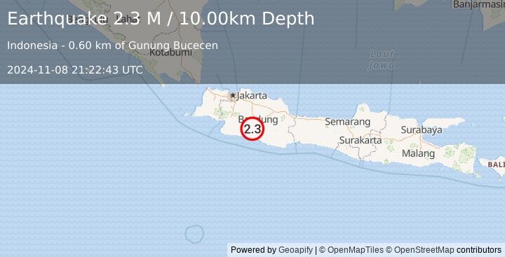 Earthquake Java, Indonesia (2.3 M) (2024-11-08 21:22:43 UTC)