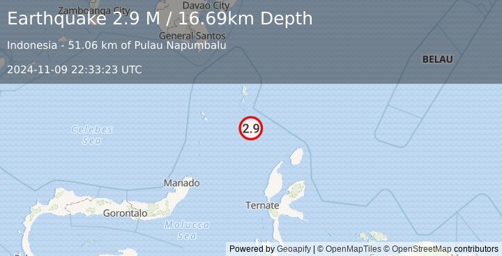 Earthquake Talaud Islands, Indonesia (2.9 M) (2024-11-09 22:33:23 UTC)