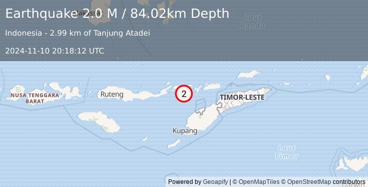 Earthquake Flores Region, Indonesia (2.0 M) (2024-11-10 20:18:12 UTC)