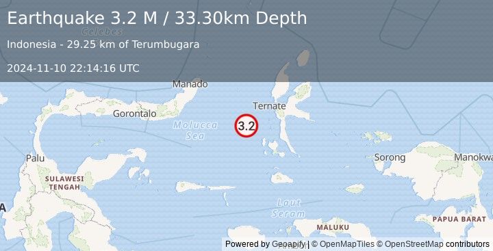 Earthquake Northern Molucca Sea (3.2 M) (2024-11-10 22:14:16 UTC)