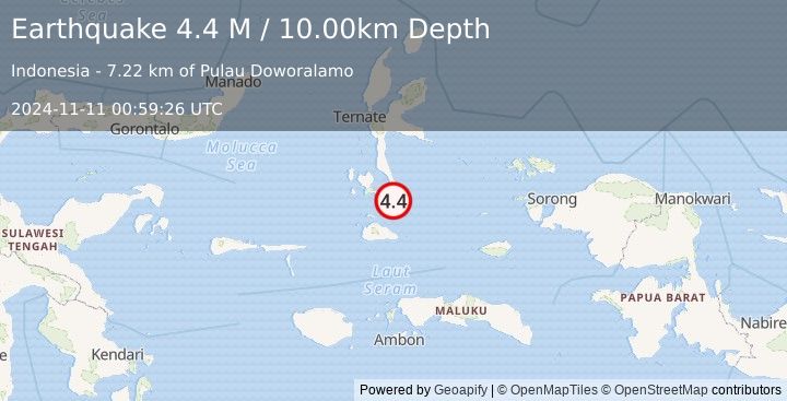 Earthquake Halmahera, Indonesia (4.4 M) (2024-11-11 00:59:26 UTC)