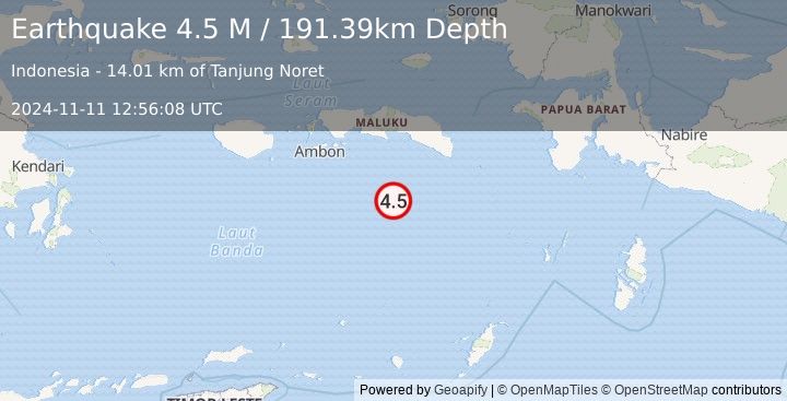 Earthquake Banda Sea (4.5 M) (2024-11-11 12:56:08 UTC)