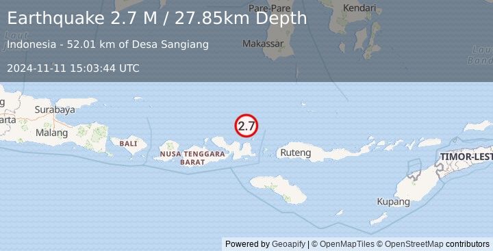 Earthquake Flores Sea (2.7 M) (2024-11-11 15:03:44 UTC)