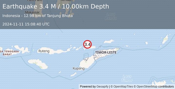 Earthquake Timor Region (3.4 M) (2024-11-11 15:08:40 UTC)