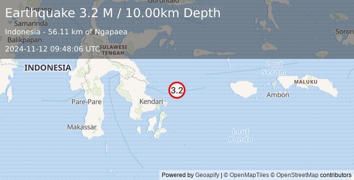 Earthquake Sulawesi, Indonesia (3.2 M) (2024-11-12 09:48:06 UTC)