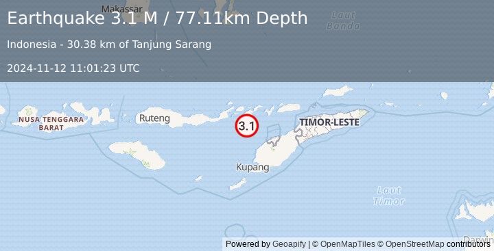 Earthquake Flores Region, Indonesia (3.1 M) (2024-11-12 11:01:23 UTC)