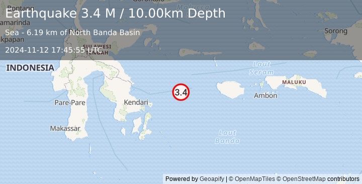 Earthquake Ceram Sea (3.4 M) (2024-11-12 17:45:55 UTC)