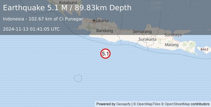 Earthquake Java, Indonesia (5.1 M) (2024-11-13 01:41:05 UTC)