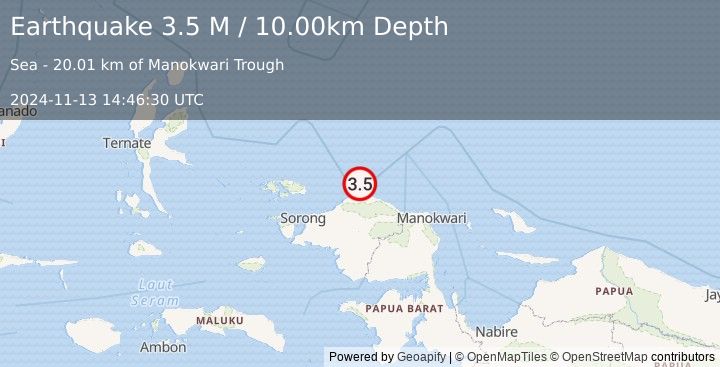 Earthquake West Papua Region, Indonesia (3.5 M) (2024-11-13 14:46:30 UTC)