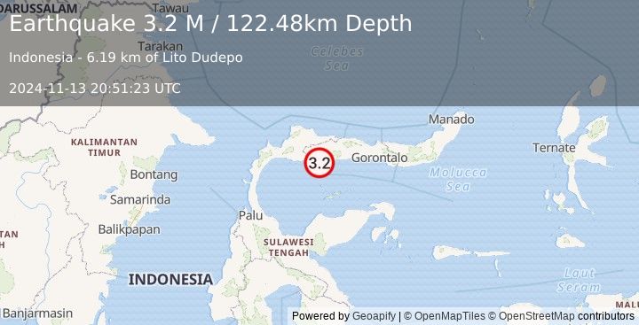 Earthquake Minahassa Peninsula, Sulawesi (3.2 M) (2024-11-13 20:51:23 UTC)