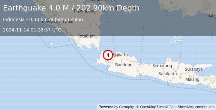 Earthquake Java, Indonesia (4.0 M) (2024-11-14 01:36:37 UTC)