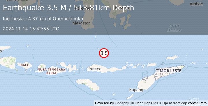 Earthquake Flores Sea (3.5 M) (2024-11-14 15:42:55 UTC)