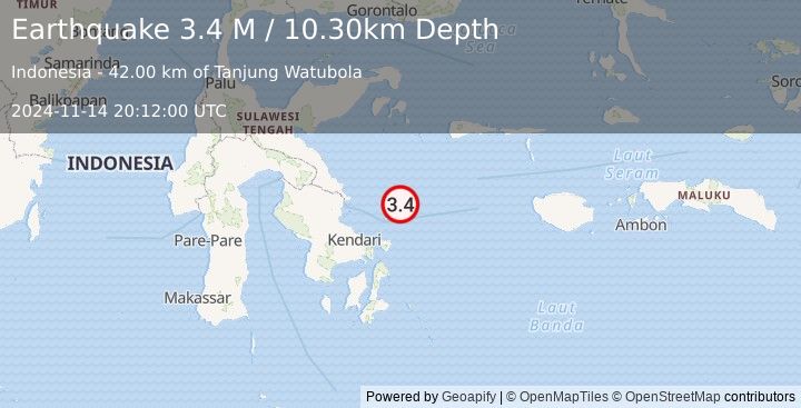 Earthquake Sulawesi, Indonesia (3.4 M) (2024-11-14 20:12:00 UTC)